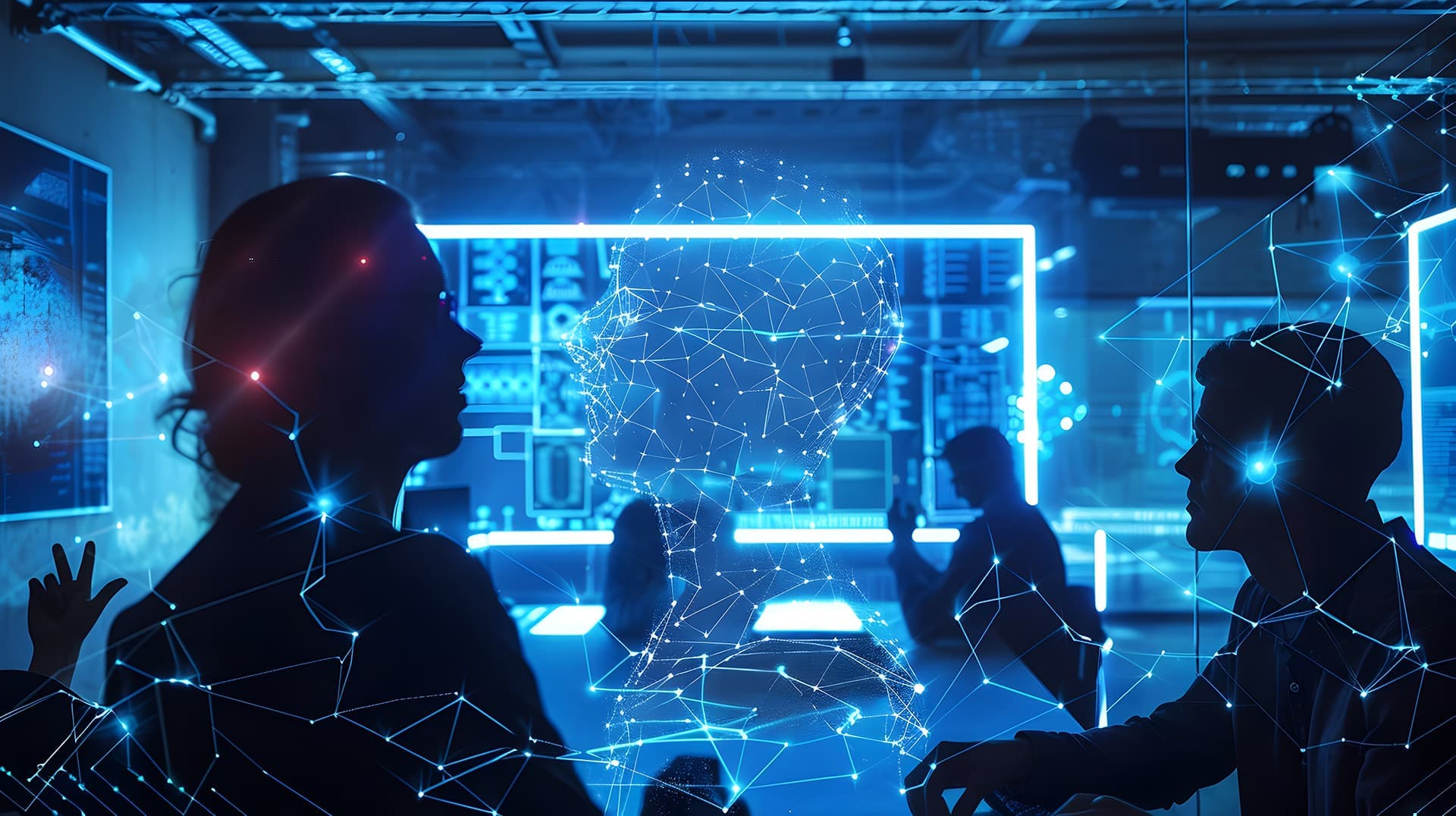 Personas con holograma